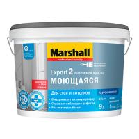 Marshall Краска Export-2 в/д для стен и потолков глубокоматовая (2% блеска) BW 9л. Глубоко матовая. 